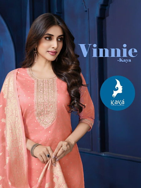Vinnie By Kaya Chanderi Jacquard Online Kurti With Bottom Dupatta Wholesale